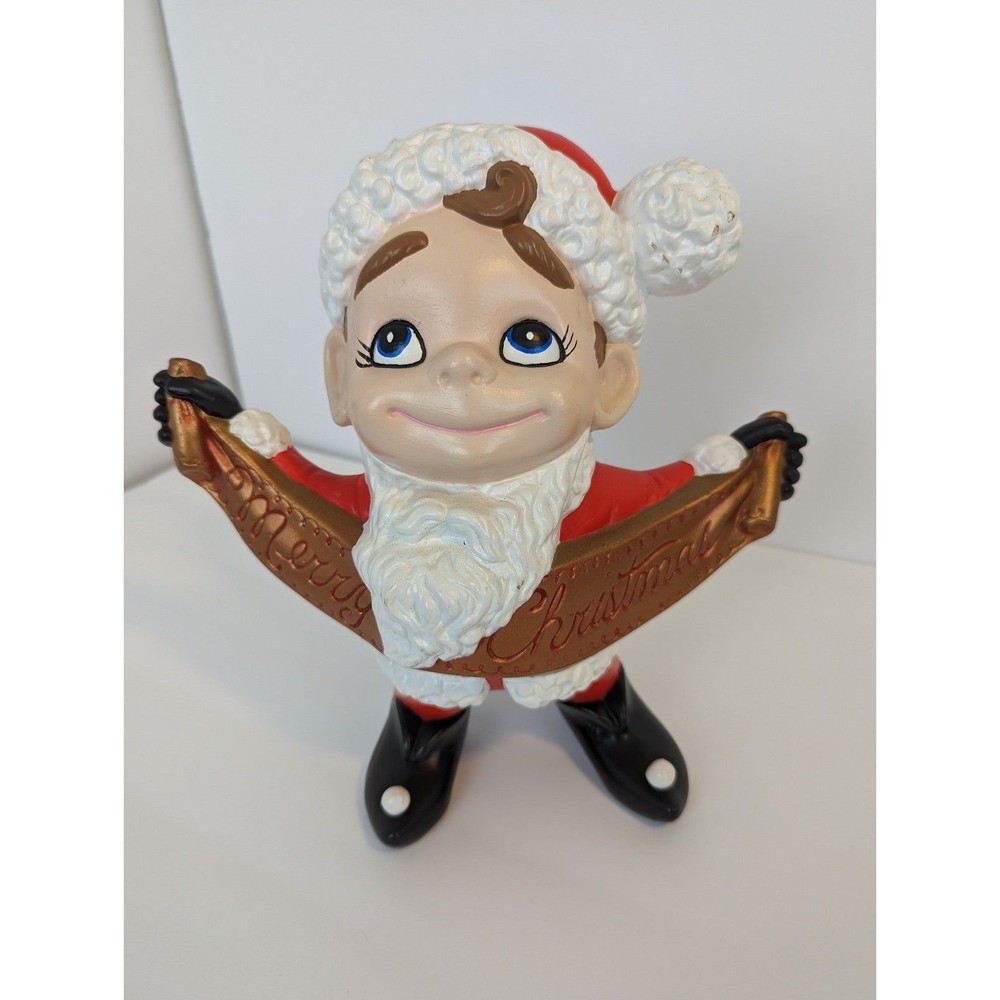 Vintage Atlantic Hand Painted Ceramic Christmas Holiday Elf Gnome Statue Decor